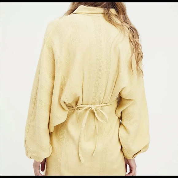 Free People Moni Mini Dress Endless Summer Textured Tie Yellow Size M - Picture 2 of 9
